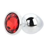 Toosh Silver Metal Butt Plug Large Red Stone - Image 4