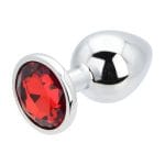 Toosh Silver Metal Butt Plug Large Red Stone - Image 5