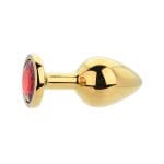 Toosh Gold Metal Butt Plug Medium Red Stone - Image 4