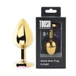 Toosh Gold Metal Butt Plug Large Pink Stone - Image 10