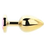 Toosh Gold Metal Butt Plug Large Pink Stone - Image 3