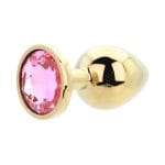Toosh Gold Metal Butt Plug Large Pink Stone - Image 4