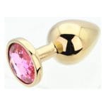 Toosh Gold Metal Butt Plug Large Pink Stone - Image 6