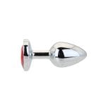 Toosh Heart Shaped Silver Butt Plug with Red Stone Small - Image 3