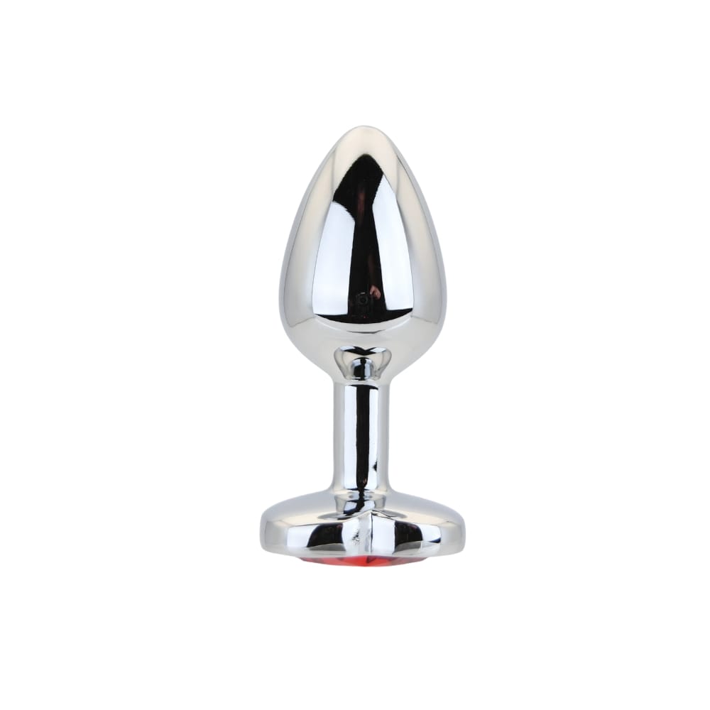 n12832-toosh-heart-shaped-silver-with-red-stone-small Toosh Heart Shaped Silver Butt Plug with Red Stone Small - Image 1