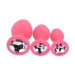 Toosh Silicone Butt Plug Pink Set of 3 Clear Stone - Image 5