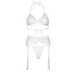 Leg Avenue Lace Bra Top, String and Garter Belt White - Image 6