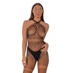 Lace by LJ Crossover Neck Crotchless Bodystocking