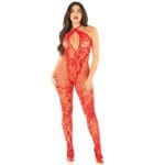 Leg Avenue Bodystocking with Crossover Halter Red - Image 5