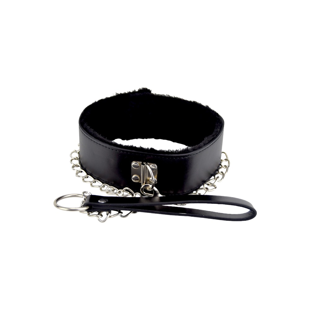 bound-to-please-furry-collar-with-leash-black-5 Bound to Please Furry Collar with Leash Black - Image 1