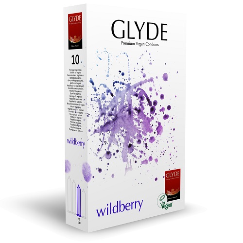 n11097-glyde-wildberry-1_1 Glyde Ultra Wildberry Flavour Vegan Condoms 10 Pack - Image 1