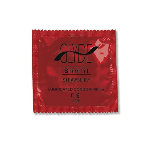 n11169-glyde-slimfit-strawberry-100bulk Glyde Ultra Slimfit Strawberry Flavour Vegan Condoms 100 Bulk Pack - Image 1