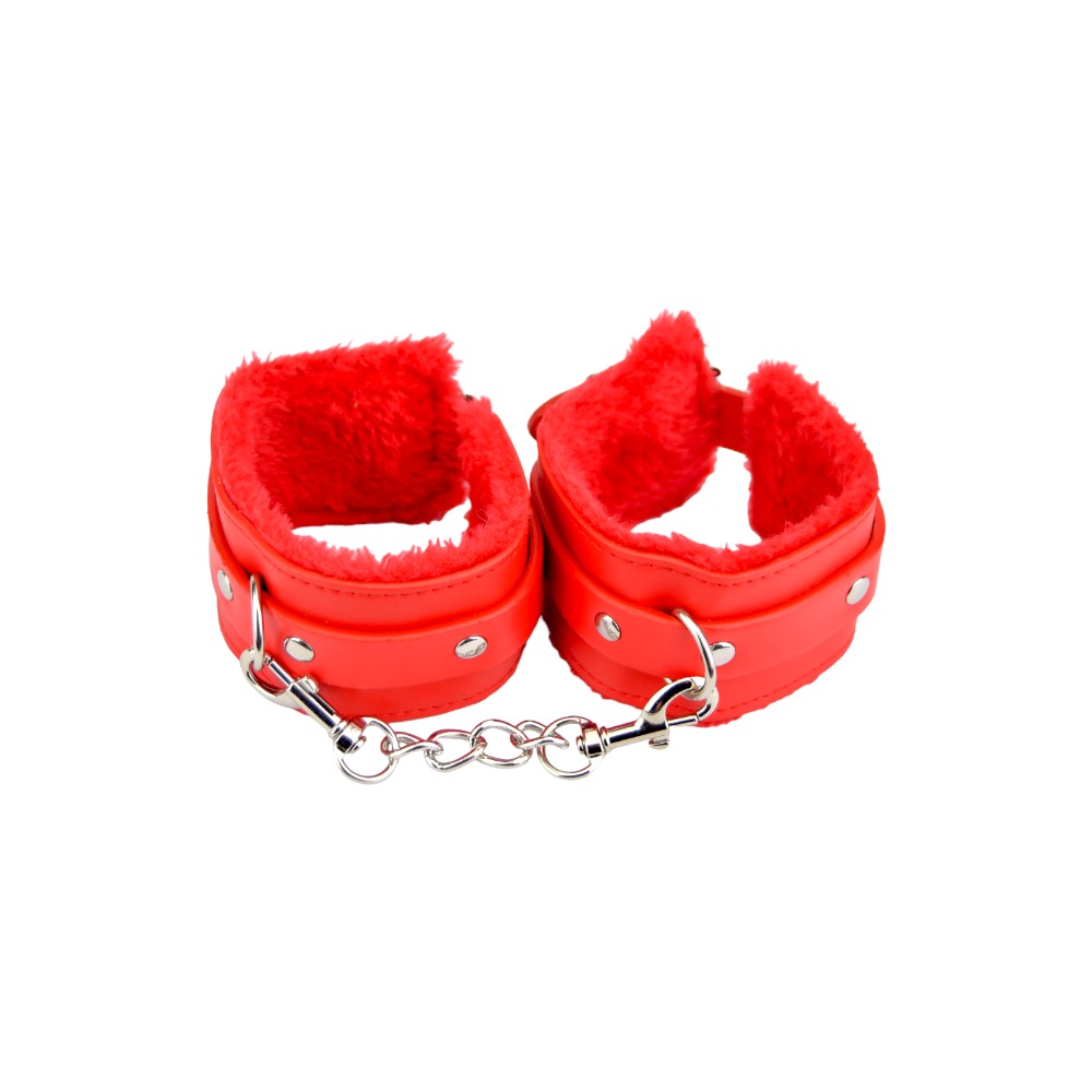 n11933-bound-to-please-furry-plush-wrist-cuffs-red-2 Bound to Please Furry Plush Wrist Cuffs Red - Image 1