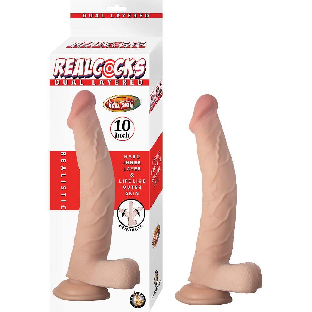 n12476-realcocks-dual-layer-bendable-dildo-10inch-vanilla-1 RealCocks Dual Layer Bendable Dildo 10 Inch Vanilla - Image 1