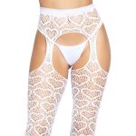 Leg Avenue Heart Net Suspender Tights White - Image 7