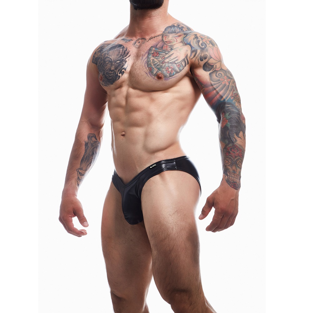 n12724-c4m-boost-black-leatherette-bikini-brief-1 C4M Boost Black Leatherette Bikini Brief - Image 1