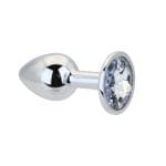 Toosh Silver Metal Butt Plug Small Clear Stone - Image 5