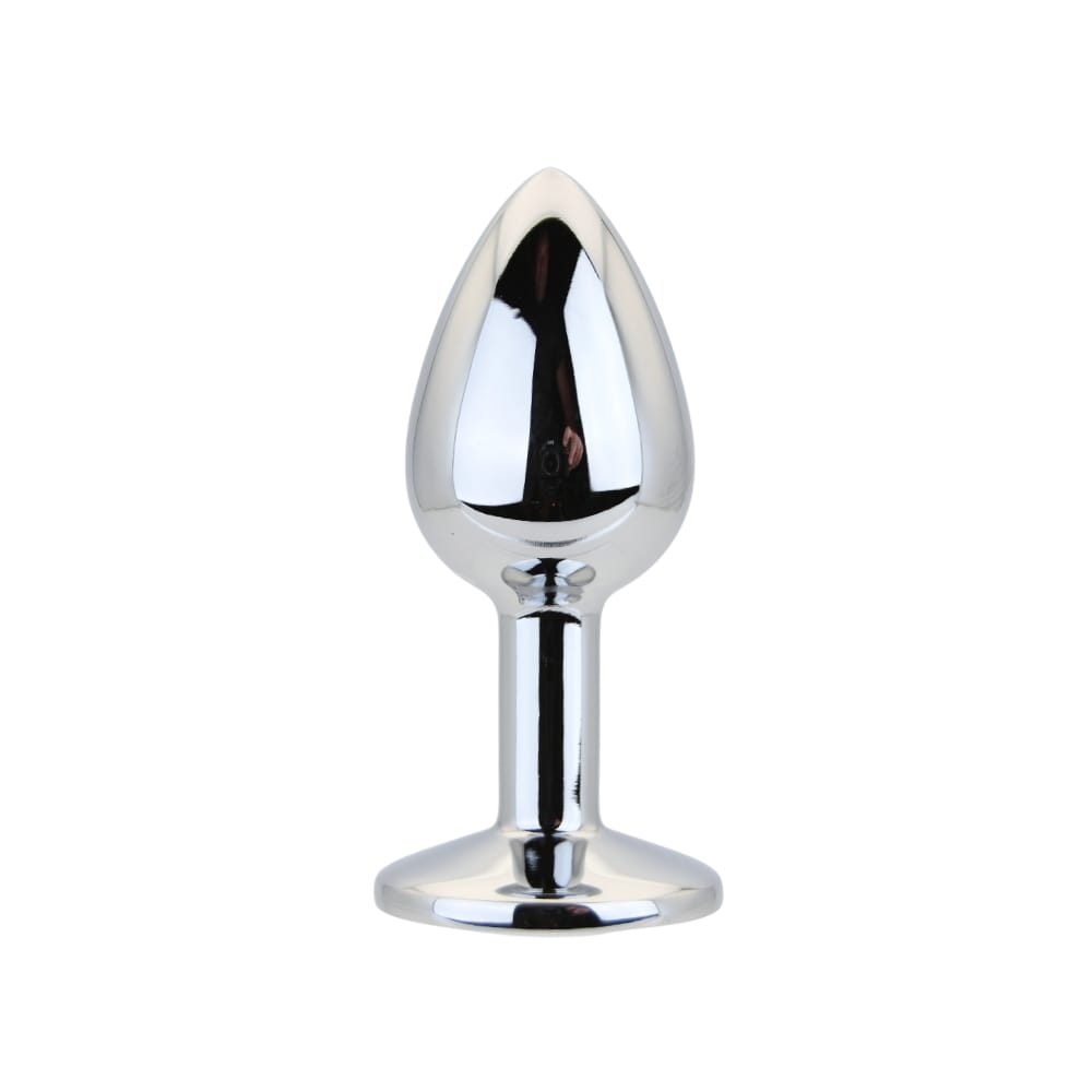 n12814-toosh-silver-metal-butt-plug-small-clear-stone Toosh Silver Metal Butt Plug Small Clear Stone - Image 1