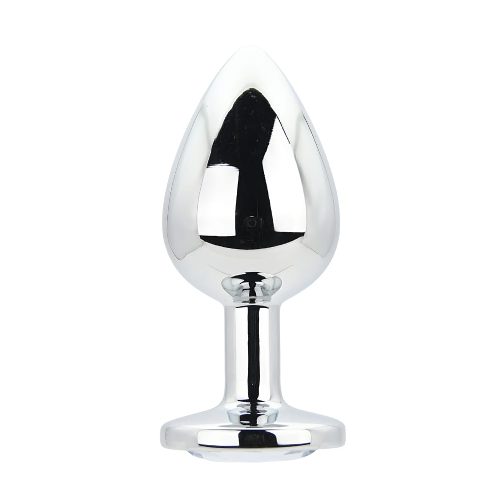 n12816-toosh-silver-metal-butt-plug-large-clear-stone Toosh Silver Metal Butt Plug Large Clear Stone - Image 1