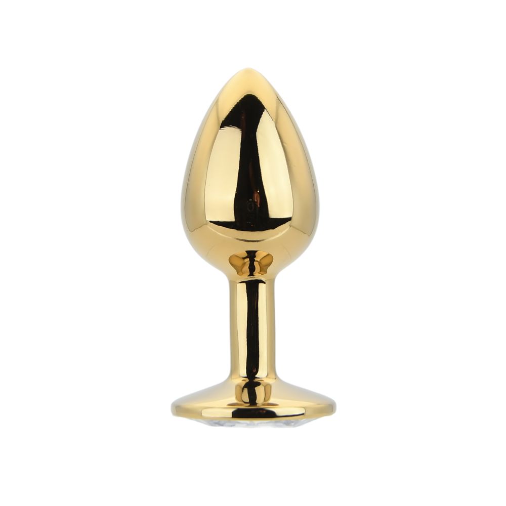 n12817-toosh-gold-metal-butt-plug-small-clear-stone-1 Toosh Gold Metal Butt Plug Small Clear Stone - Image 1