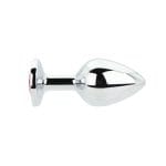 Toosh Silver Metal Butt Plug Medium Red Stone - Image 4