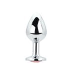 Toosh Silver Metal Butt Plug Medium Red Stone