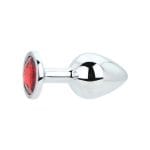 Toosh Silver Metal Butt Plug Medium Red Stone - Image 5