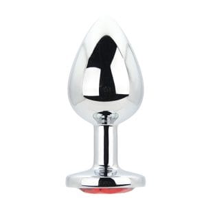 Toosh Silver Metal Butt Plug Large Red Stone