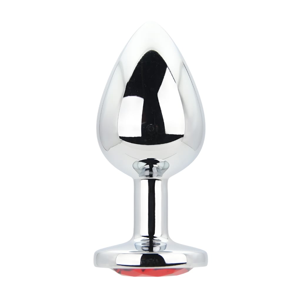 n12822-toosh-silver-metal-butt-plug-large-red-stone Toosh Silver Metal Butt Plug Large Red Stone - Image 1