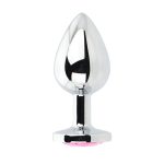 Toosh Silver Metal Butt Plug Large Pink Stone