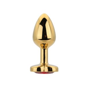 Toosh Heart Shaped Gold Butt Plug with Red Stone Small
