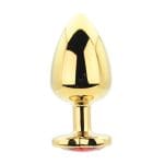 Toosh Heart Shaped Gold Butt Plug with Red Stone Large