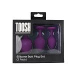 Toosh Silicone Butt Plug Purple Set of 3 Clear Stone - Image 9