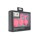Toosh Silicone Butt Plug Pink Set of 3 Clear Stone - Image 12