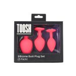 Toosh Silicone Butt Plug Pink Set of 3 Clear Stone - Image 10