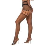 Lace by LJ Rhinestone Suspender Tights Black - Image 3