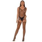 Lace by LJ Crochet Bodystocking with Lace Up Back Black - Image 3