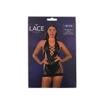 Lace by LJ Halter Neck Dress with Faux Lace Up Front Black - Image 6