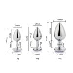Toosh Metal Butt Plug Silver Set of 3 Clear Stone - Image 9