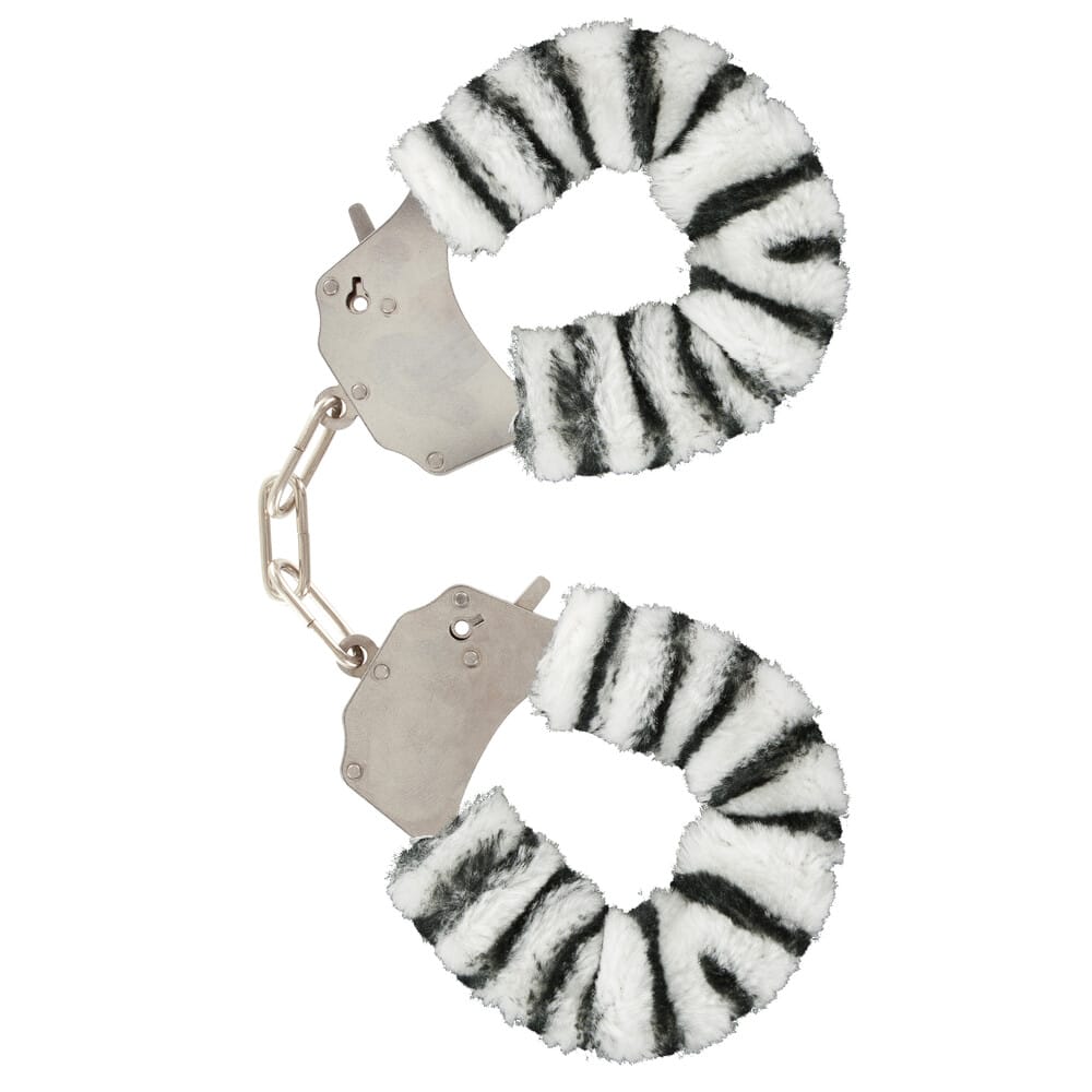 10350MULTICOLORx1.jpg ToyJoy Furry Fun Wrist Cuffs Zebra - Image 1