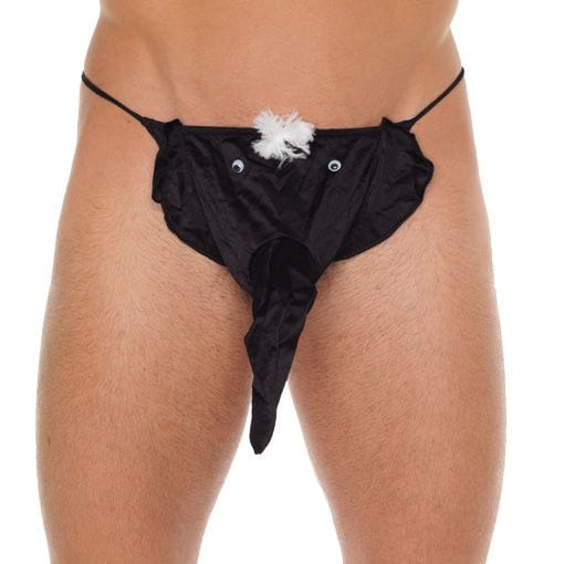 1915x1.jpg Mens Black GString With Elephant Animal Pouch - Image 1
