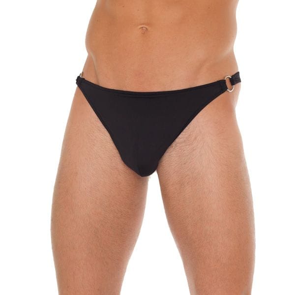 1932x1.jpg Mens Black GString With Metal Hoop Connectors - Image 1