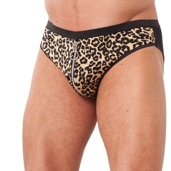 1975x1.jpg Mens Animal Print Briefs With Zipper - Image 1