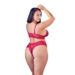 Cottelli Plus Size Red Lace Bra And Briefs - Image 3