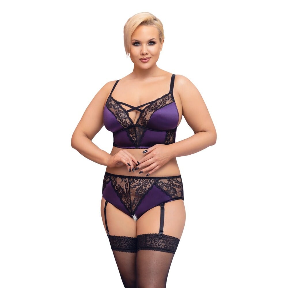 2214113x1.jpg Cottelli Curves Bralette Suspender Set - Image 1