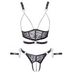 Cottelli Lace and Chain Bondage Crotchless Set - Image 3