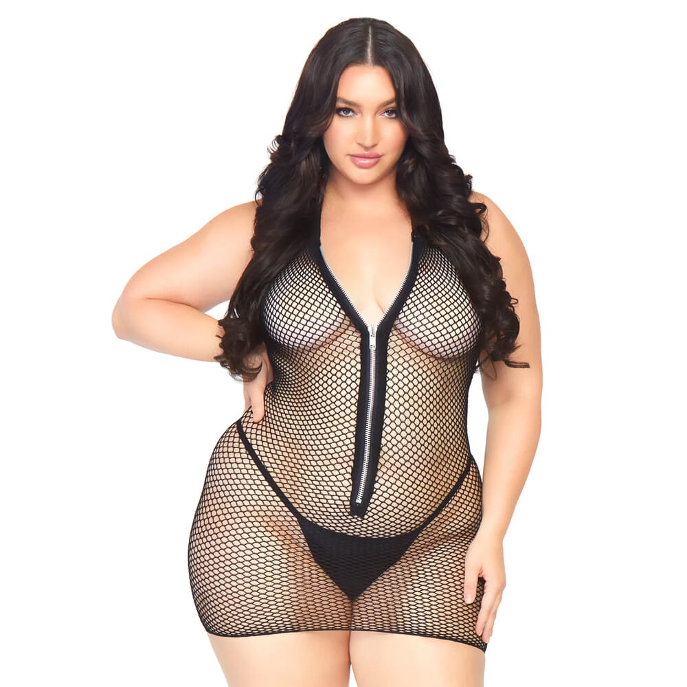 86086Xx1.jpg Leg Avenue Fishnet Zip Up Dress Plus Size UK 14 to 18 - Image 1