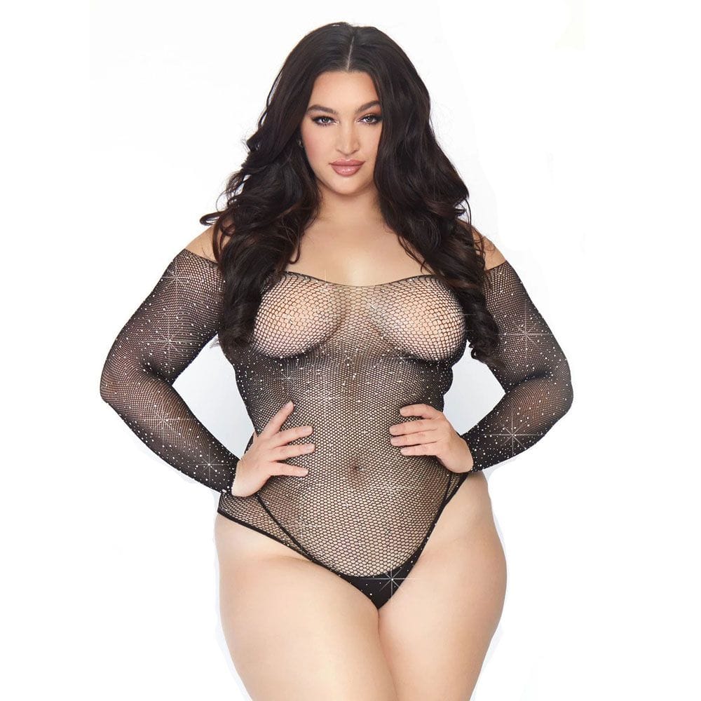 89231Xx1.jpg Leg Avenue Crystalized Long Sleeve Body Plus Size UK 14 to 18 - Image 1