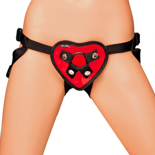 LF1361-REDx1.jpg Lux Fetish Red Heart Strap On Harness - Image 1