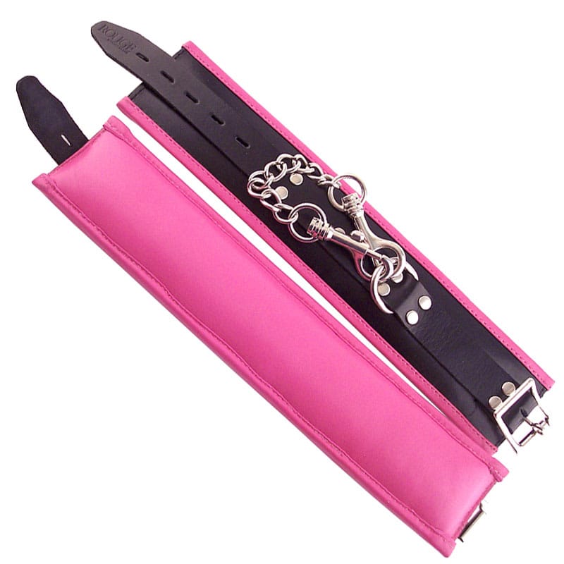 RA1007BPx1.jpg Rouge Garments Wrist Cuffs Padded Pink Trimmed - Image 1